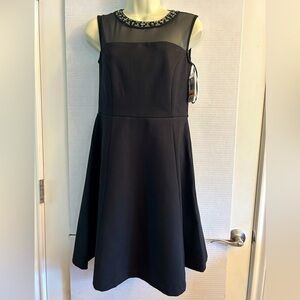 INC Int Concepts sleeveless black dress with gem embelished neck line SzS NWT P2
